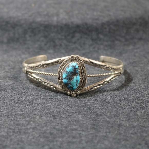 sterling Jewelry - 925 sterling silver handmade turquoise native bracelet cuff